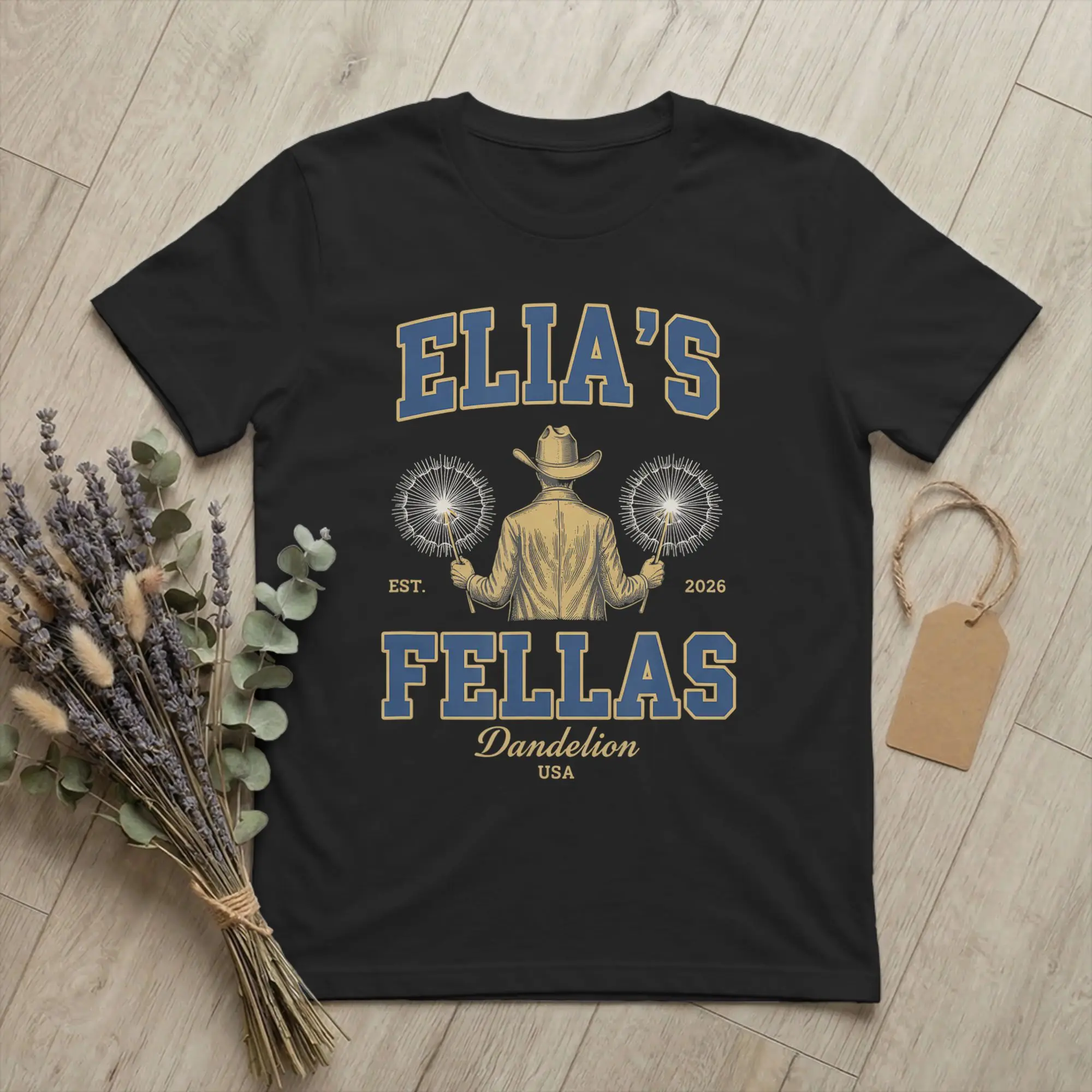 Men Elia's Fellas Dandelion USA Funny Western T Shirt  Pure Cotton merch Humorous Short Sleeve Round Neck Tees Classic T-Shirt