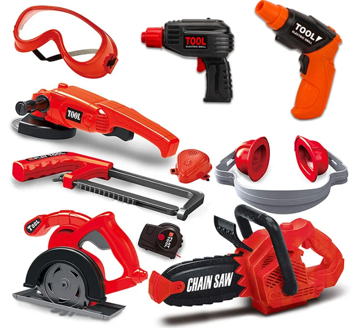 ชุดเครื่องมือเด็กพร้อมสว่านของเล่นไฟฟ้า ชุดของเล่นก่อสร้างสำหรับเด็ก ชุดเครื่องมือเล่นสมมติสำหรับเด็กวัยหัดเดิน ของเล่นสมจริงสำหรับเด็ก