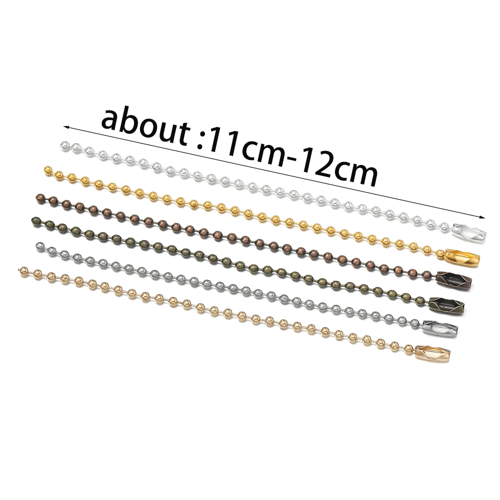50pcs/Lot 11-12cm Length Ball Bead Chains Fits Key Chain Hand Tag Connector for DIY Pendants Jewelry Making Accessories