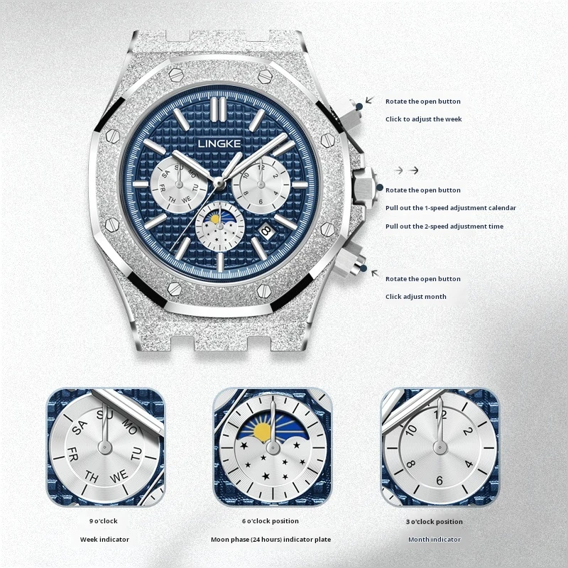 LINGKE классические мужские часы, трендовые модные оригинальные механические часы для мужчин, водонепроницаемые наручные часы из тонкой стали с сапфировым стеклом и датой