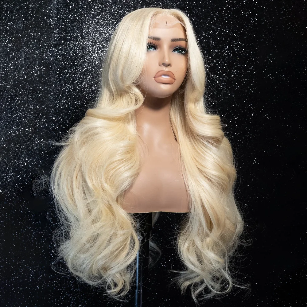 613 Perruque Frontale En Dentelle Cheveux Humains 13X6 Cheveux Humains Blondes Perruques 250% Densité Onde Corps Perruques Frontales En Dentelle Cheveux Humains Pré-Ébouriffée, 26 Pouces