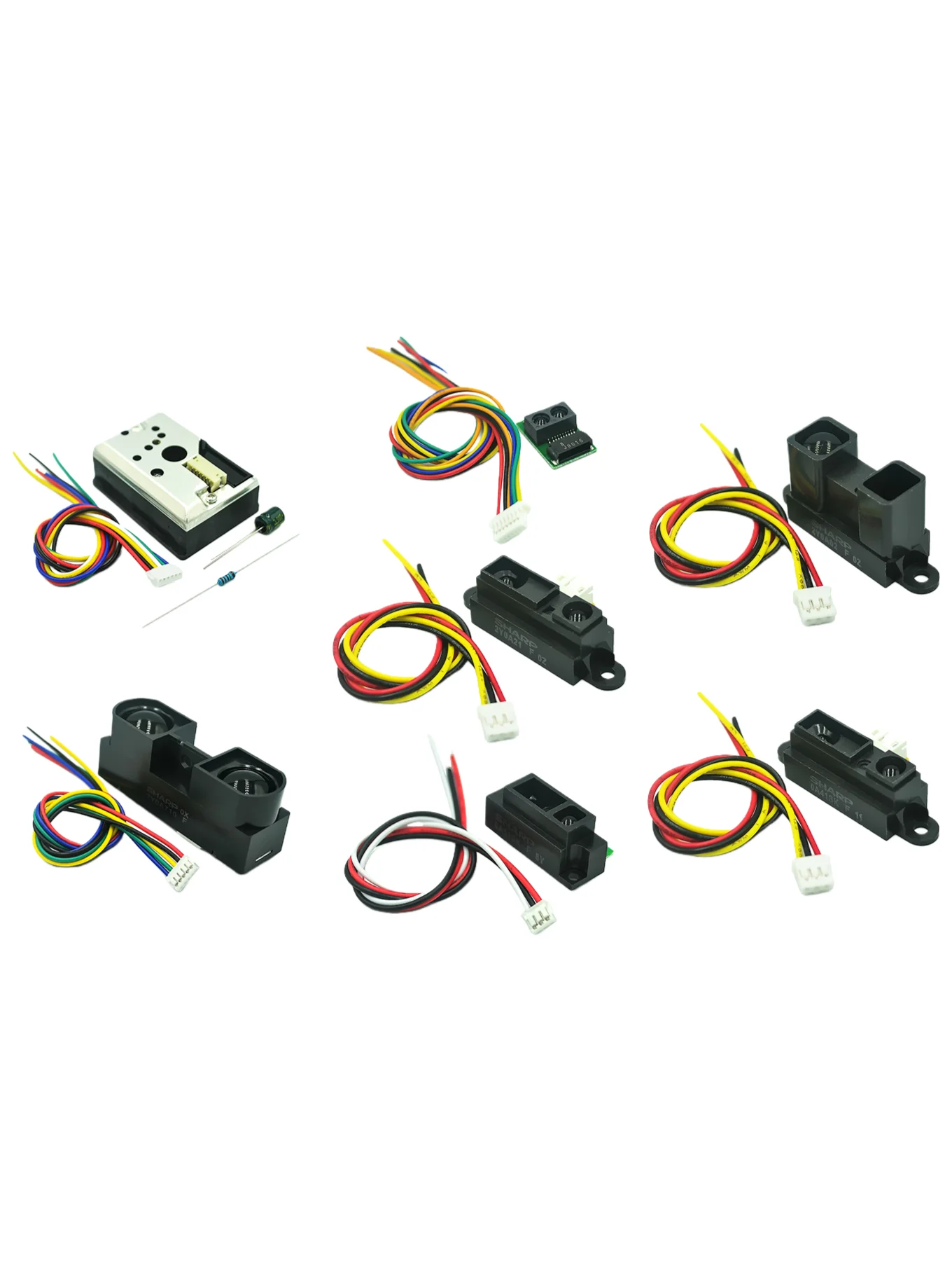 GP2Y series infrared ranging sensors, capable of detecting distances ranging from 2-15/4-30/4-50/10-80/20-150CM