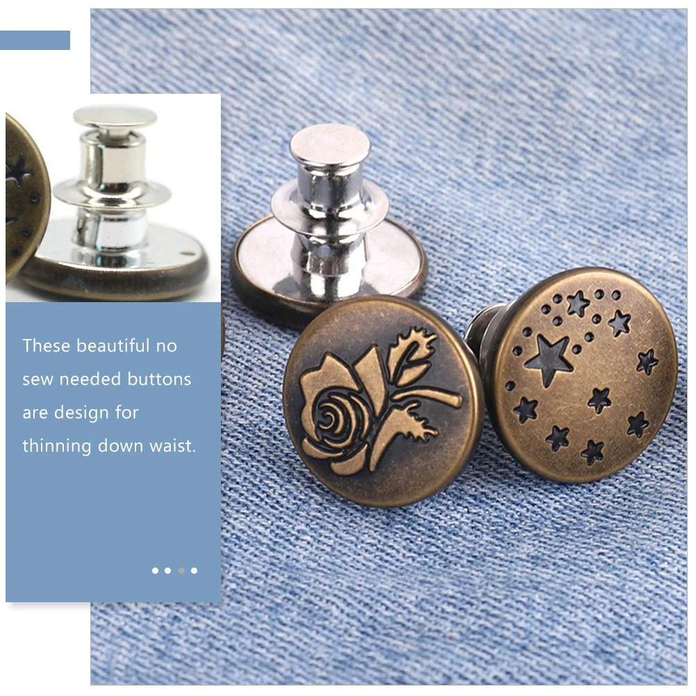 

30Pcs Alloy Jeans Buttons No Sew Detachable Replacement Buckles for Jeans Coats Pants Waist Buckle DIY Accessories