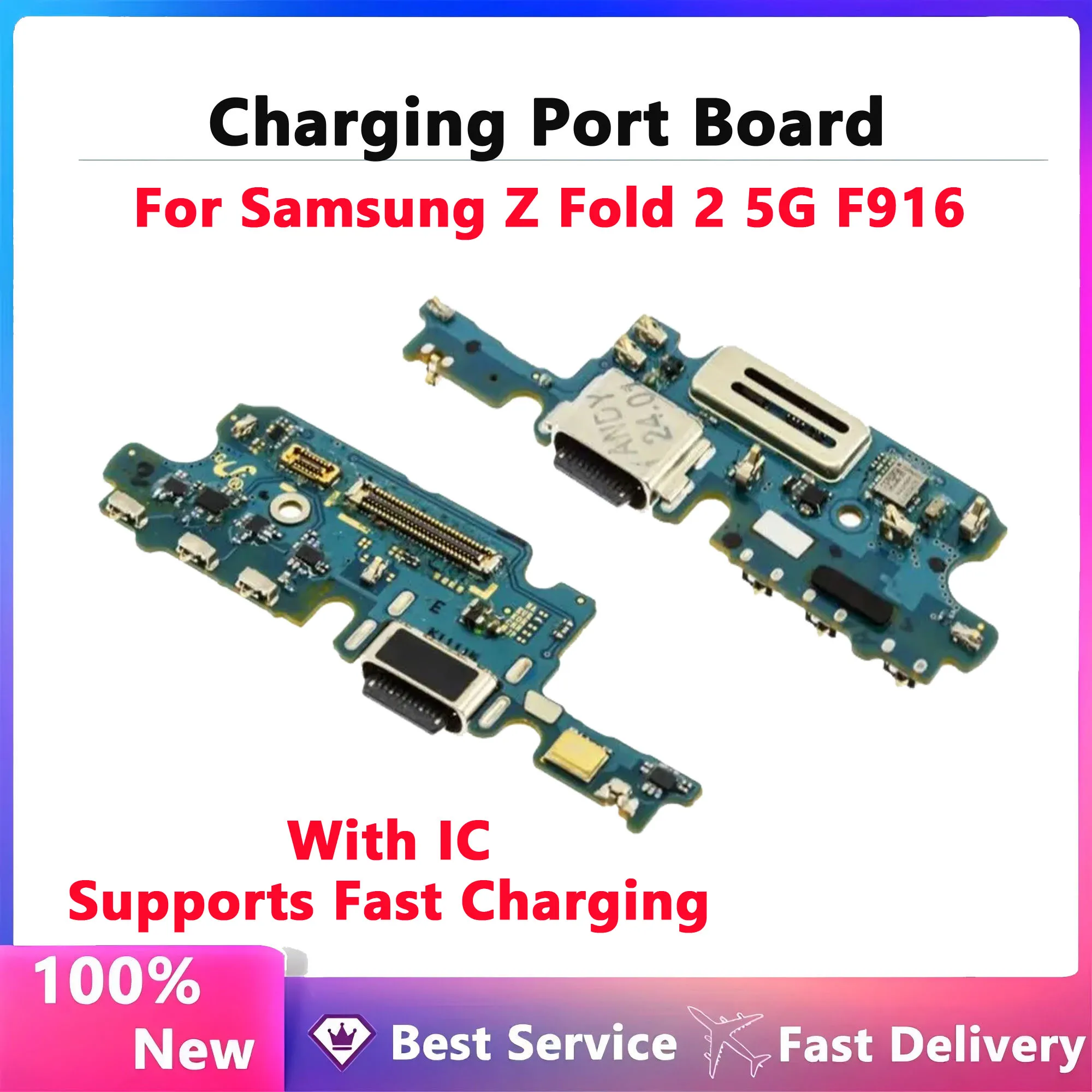 

New USB Charging Port Board Flex Cable Connector For Samsung Galaxy Z Fold2 5G F916 F916B F916U F916N Microphone Parts Repair