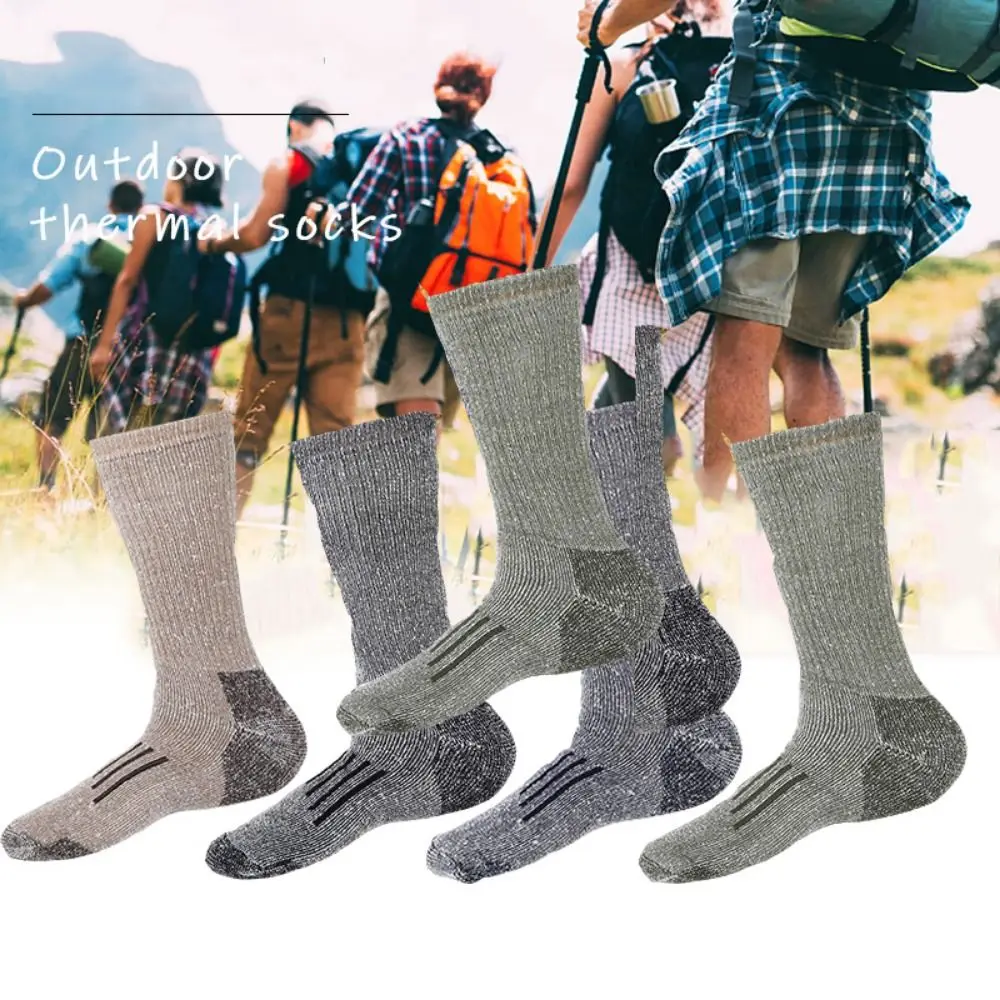 Chaussettes thermiques épaisses en laine mérinos pour hommes, chaussettes confortables et respirantes, bas non alds doux, chaussettes de bottes décontractées, évacuation de l'humidité, extérieur