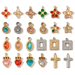 3pcs/Lot Trendy High Polish Stainless Steel Heart Crown Suqare Charms Flower Cross Necklace DIY Small Pendant Wholesale