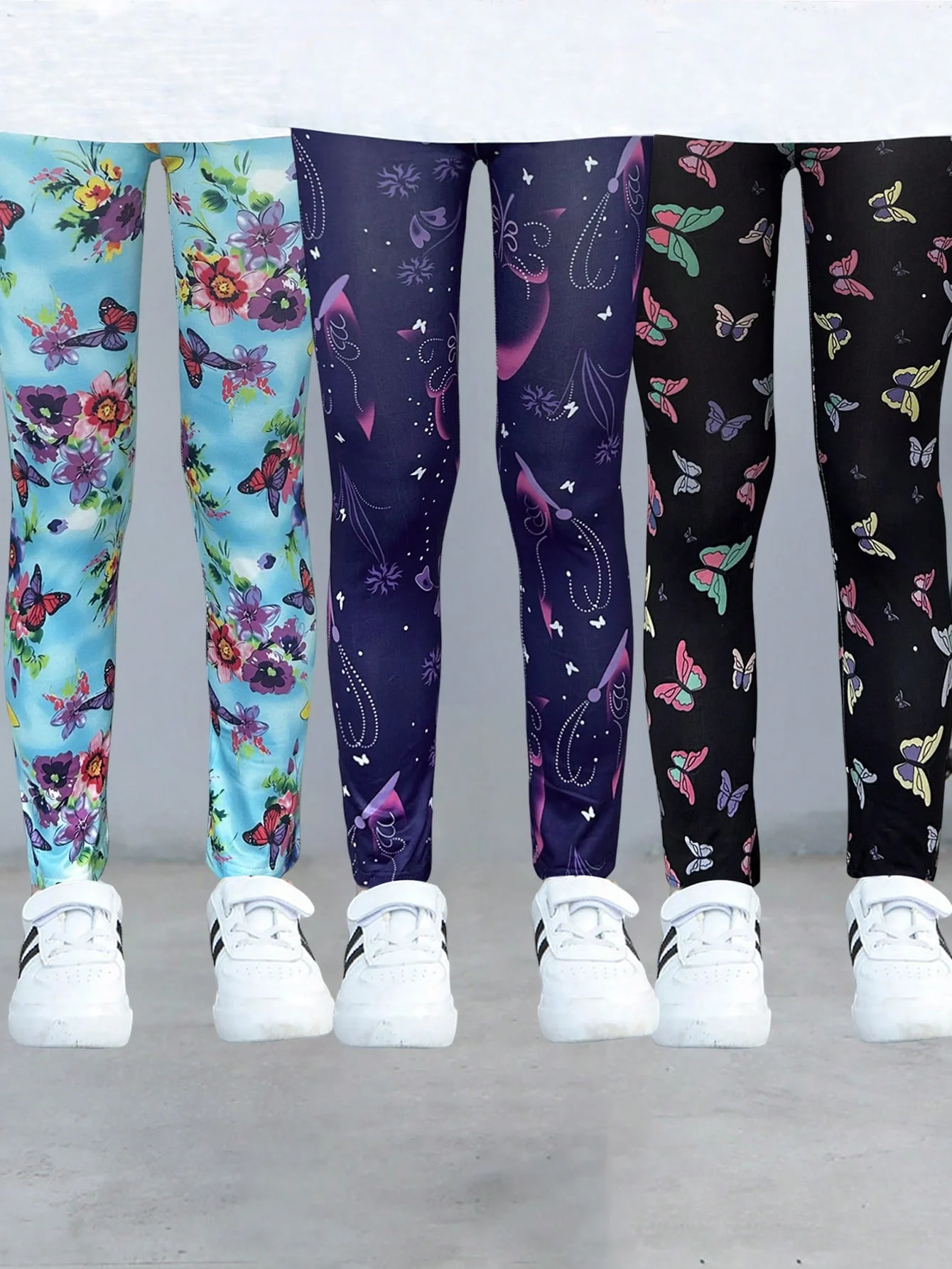 3-Pack Girls' Leggings for Spring and Autumn, Thin Children's Elastic Milk Silk Printed Pants, Korean Style for Older Children