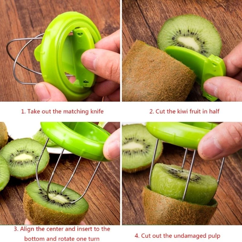 R1WA Two in Lightweight Kiwi Cutter Kiwi Fruit Slicer for Peeling and Quartering