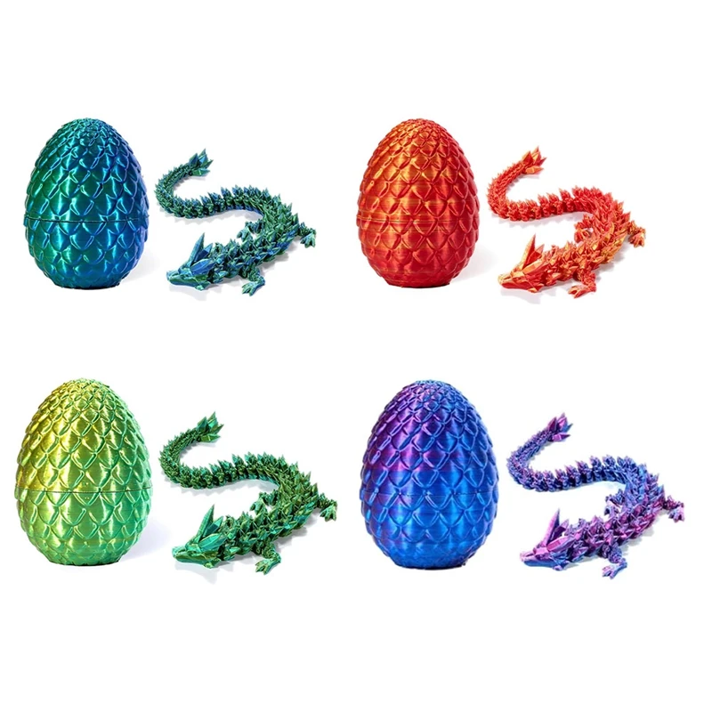 3D Printed Dragon In Egg, Full Articulated Dragon Crystal Dragon With Dragon Egg,Home Office Decor Executive Desk Toys