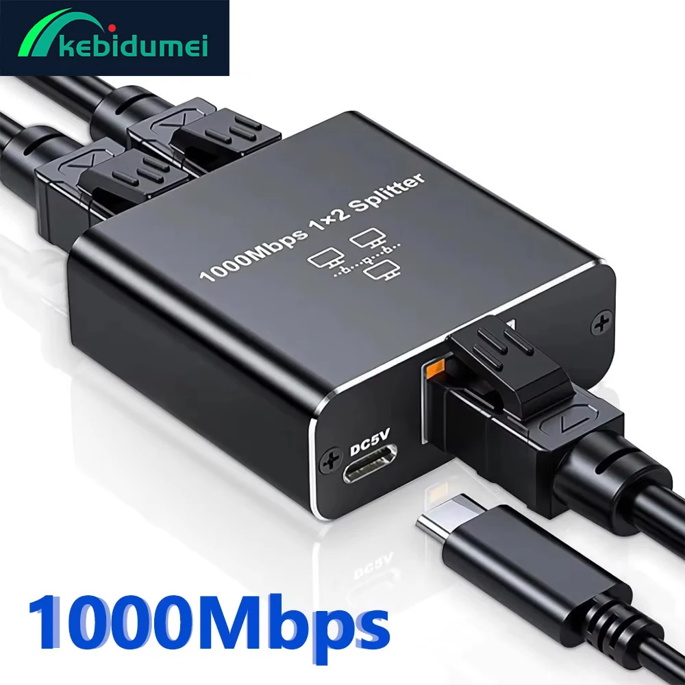 Kebidumei 1000Mbps Ethernet Switch Rj45 Splitter LAN Gigabit Extension Adapter Network Connector 1 to 2 For Laptop TV Box Router