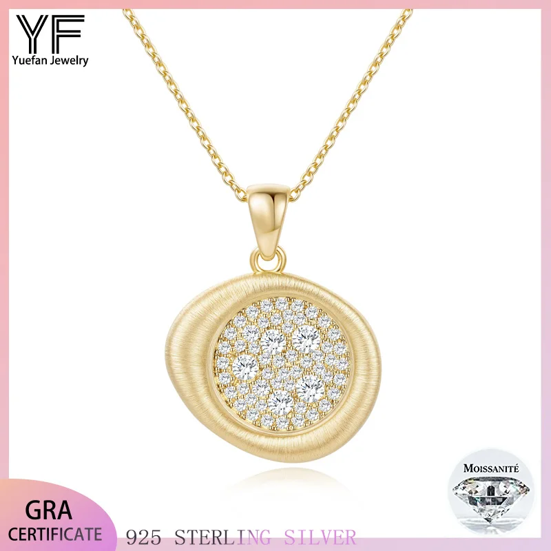 

Geometric irregular moissanite women's pendant necklace, 925 silver moissanite antique brushed jewelry, wedding gift