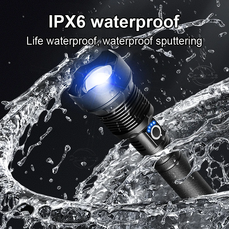 Paweinuo XHP360 Powerful Led Flashlight High Power Rechargeable Torch Usb Tactical Flashlight IPX6 Waterproof Zoomable Hand Lamp