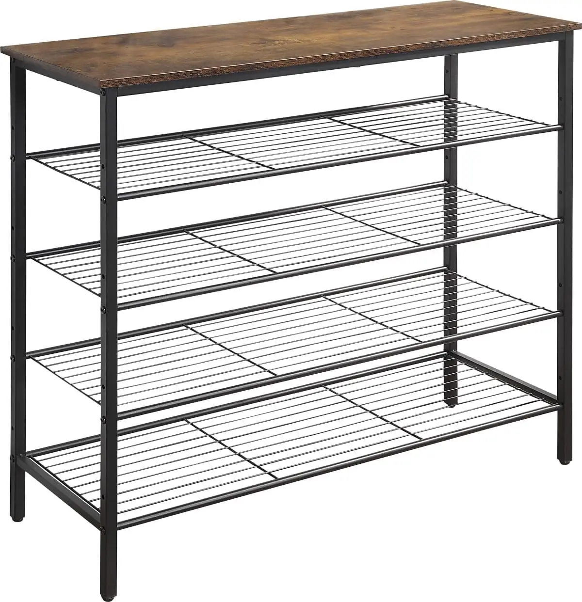

5-Tier Shoe Ra Organizer, Metal Mesh Shoe Storage Shelf, For Entryway, Hallway, Closet, Dorm Room, Industrial, Rustic Brown