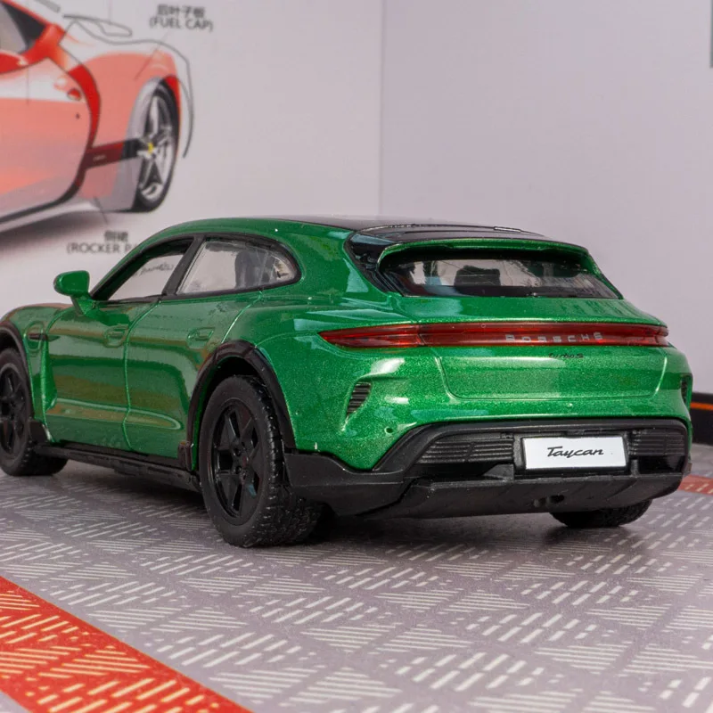 Modèle de voiture en alliage Taycon Turbo S Turismo 1:36, avec son et lumière, véhicule jouet pour enfants, ornements, cadeau