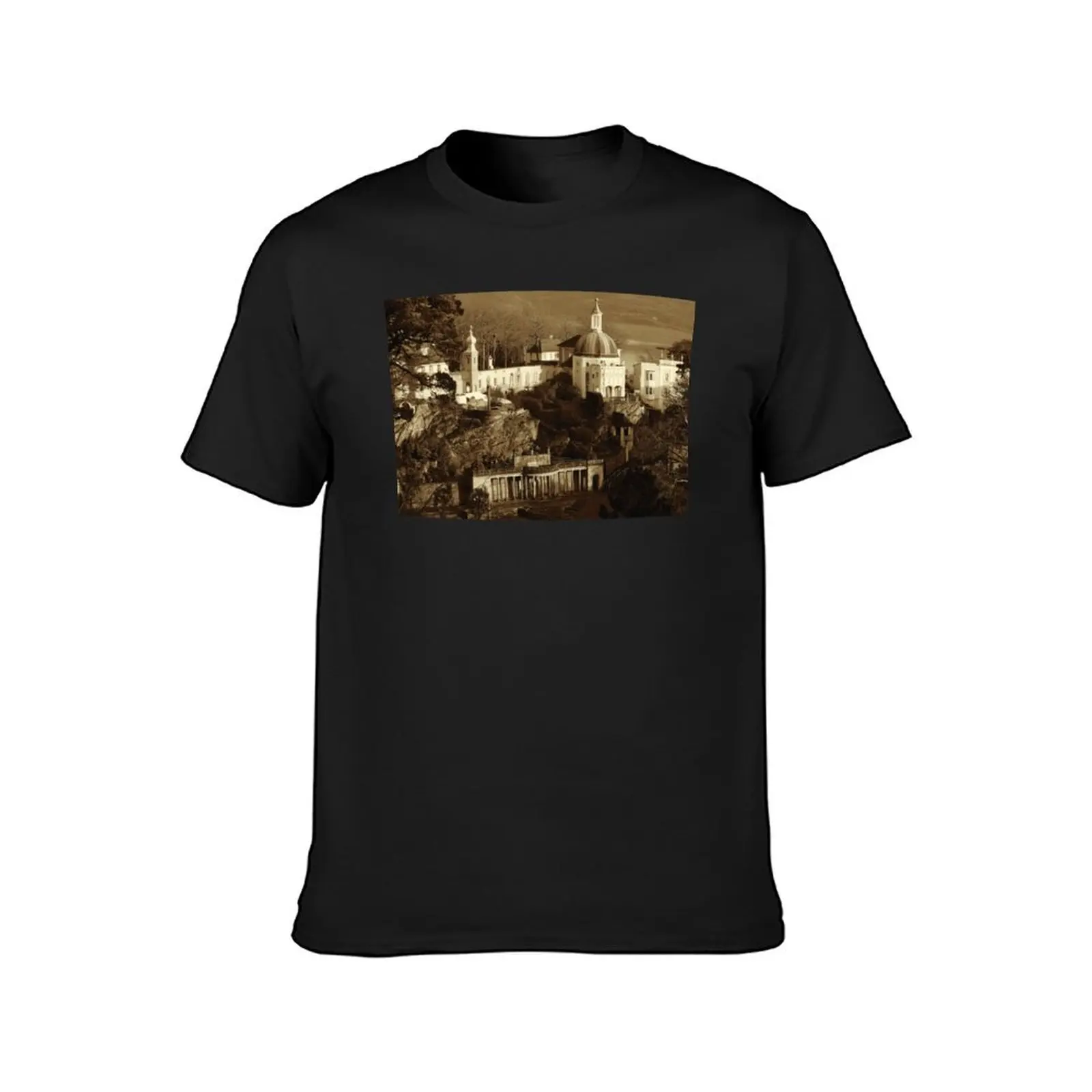 In The Village, Portmeirion 1, sepia T-Shirt kawaii clothes new edition sublime anime t shirts for men pack