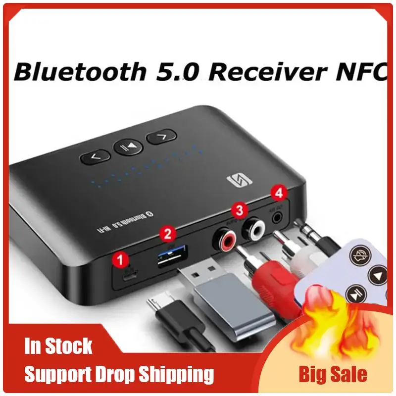 NFC Bluetooth 5.0 Receiver Transmitter Kit Stereo AUX U Disk RCA Optical Wireless Bluetooth Adapter For TV PC Car Speaker Kit