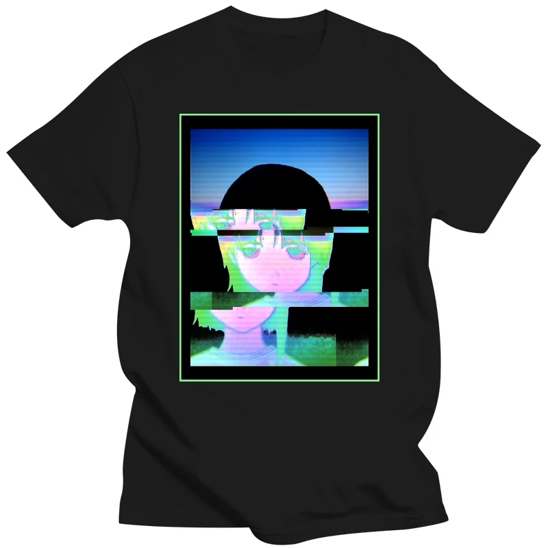 Serial Experiments Lain Tee Shirt Men Cotton Glitched Iwakura Manga Girl Sci Fi Anime Tshirt Short Sleeve Casual T-shirt Tshirt