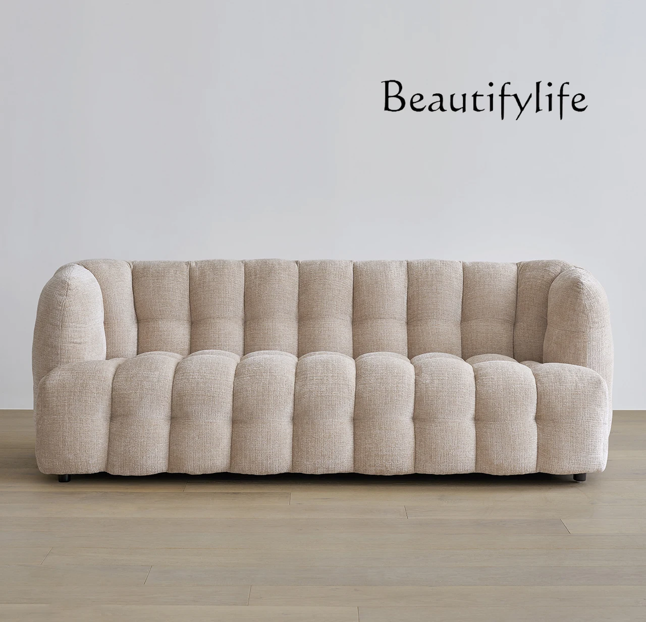 Light luxury French retro style fabric sofa Modern simple small apartment three-person straight row sofa