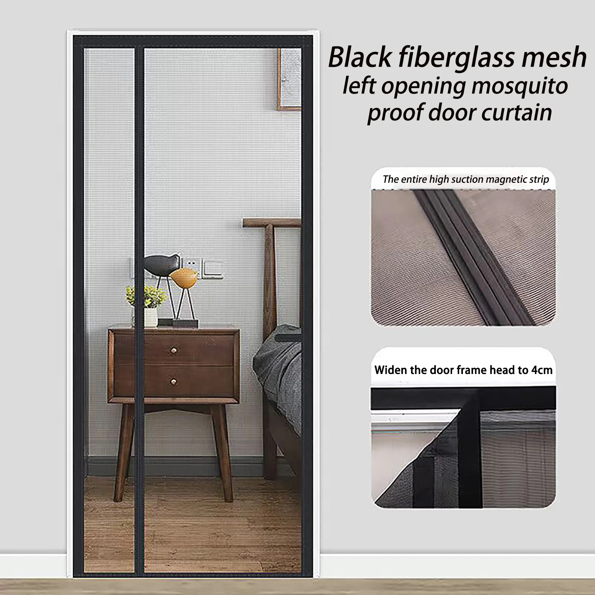 

Side opening magnetic door curtain, screen door, non perforated, mosquito proof invisible door curtain, customizable