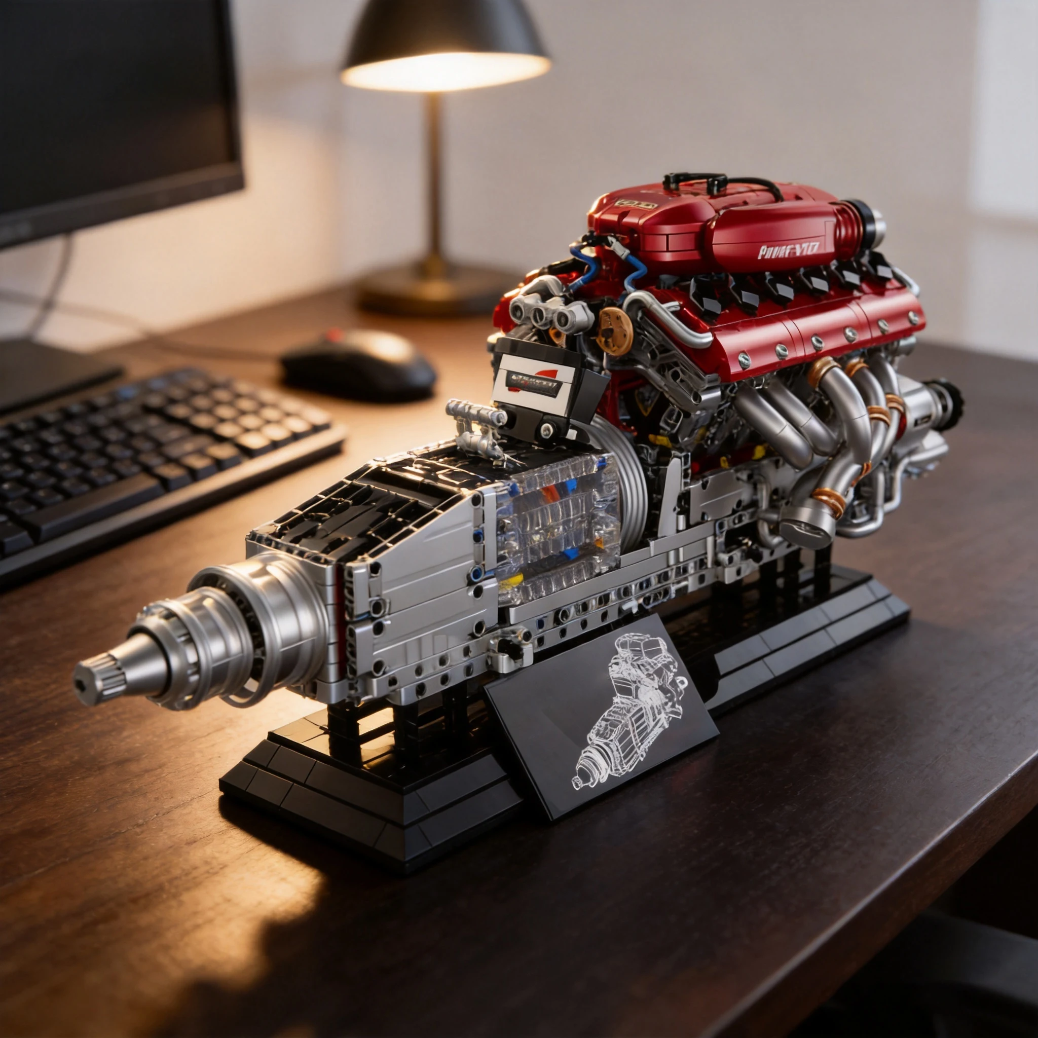 

Technical Series V12 Sport Car Engine Building Blocks Model With Power Motor Model Bricks Construction Set For Adult Gift