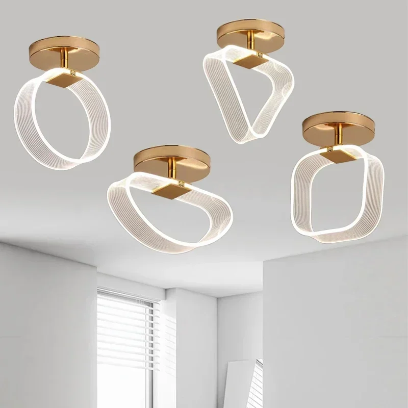 LED Ceiling Light Modern Acrylic Geometry Linear Decoration Lamp For Bedroom Living Room Corridor Black Gold Indoor Home Fixture