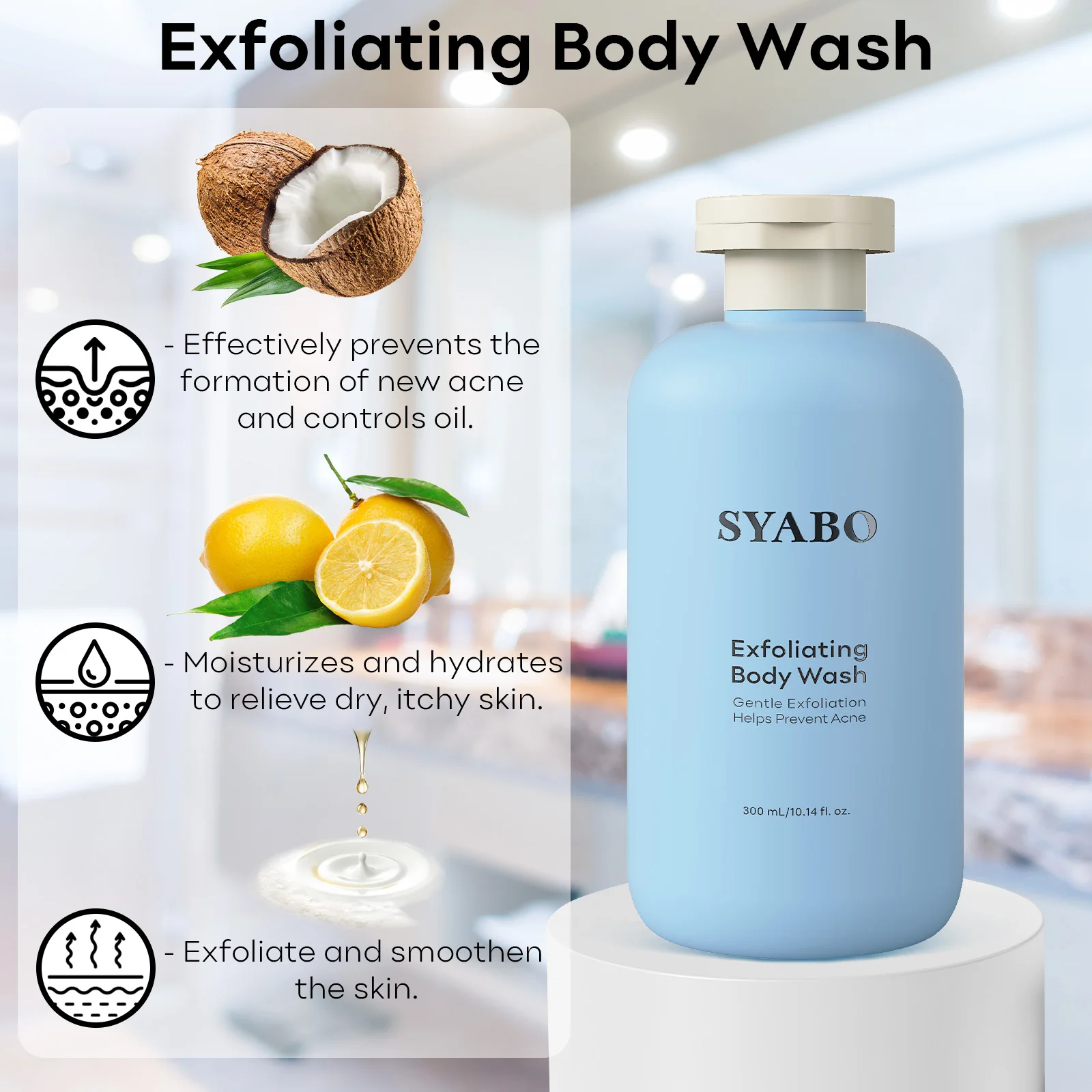 Body Wash, Salicylic Acid Body Wash to Exfoliate Rough and Bumpy Skin, Prevent Breakouts, Gently Exfoliates and Moisturizing