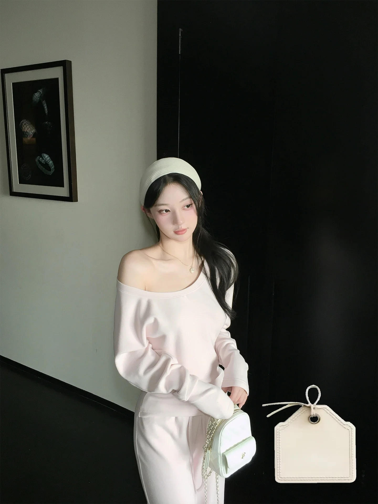 

SourceWithU Lazy Person Early Spring Two-Piece Set Dstring Loose Fit Slimming Pants Long Sve Crew Ne Sweatirt