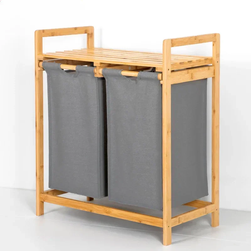 

Bamboo Storage Laundry Double Basket