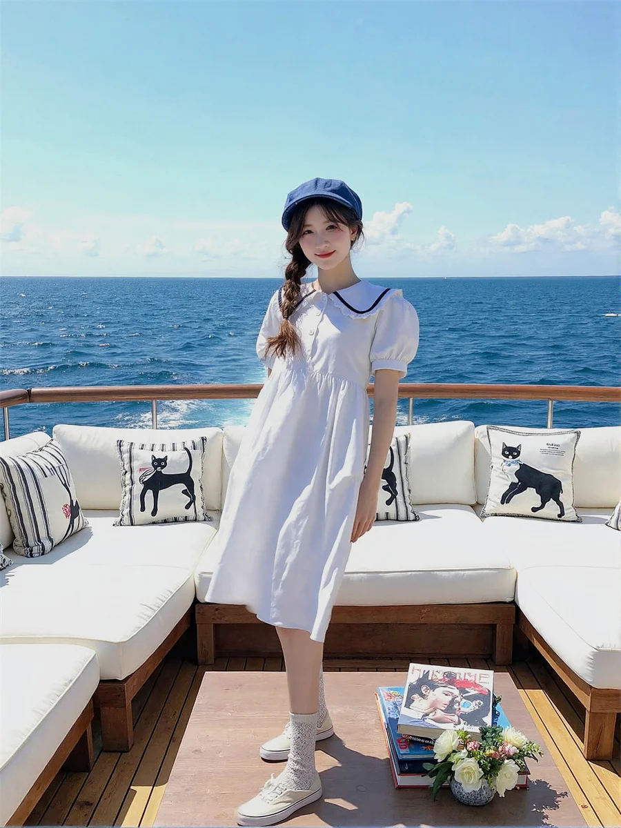 Women'S Blue Dresses Woman Casual Basics Daily Boho Bohemian Preppy Style Korean European Japanese Chinese Ethnic Exotic High