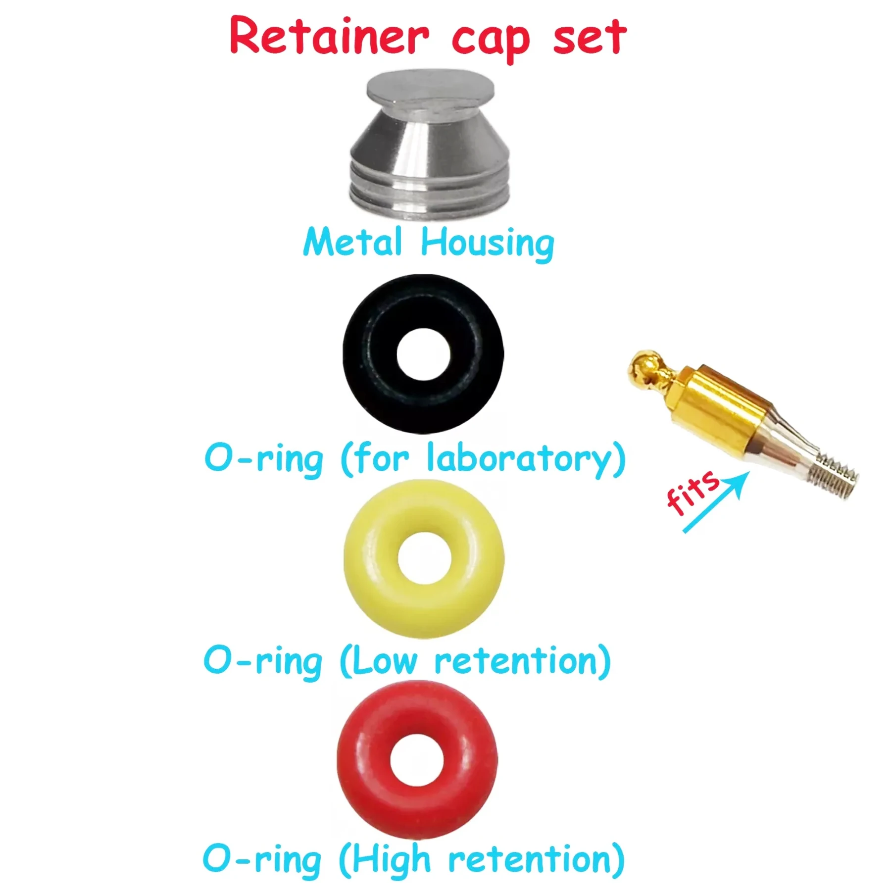 

Dental O-Ring & Metal Housing Kit for Overdenture Retention for Ball fit Compatible Hiossen