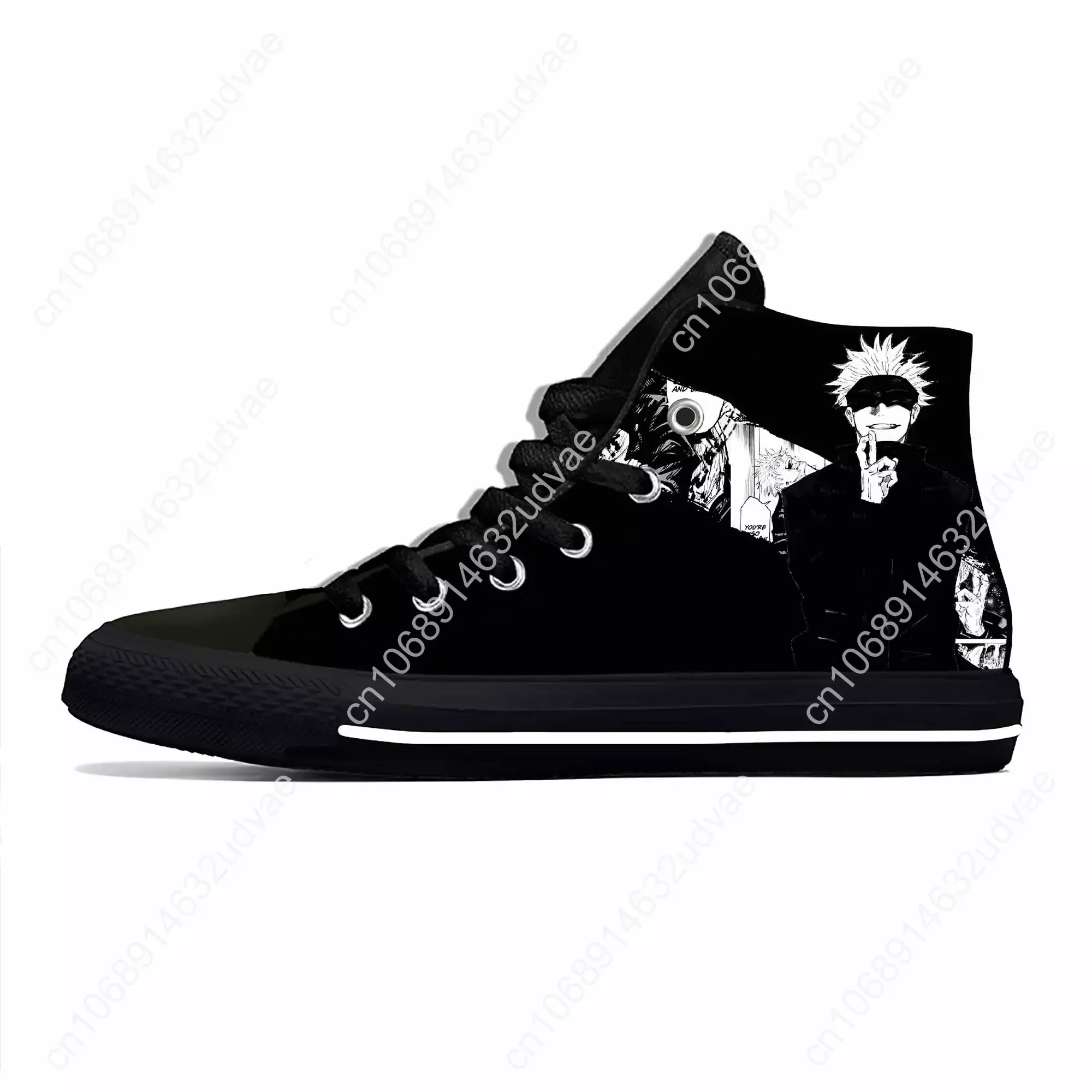 Japanse Anime Manga Jujutsu Kaisen Gojo Satoru Casual Doek Schoenen Hoge Top Comfortabele 3d Print Heren Dames Sneakers