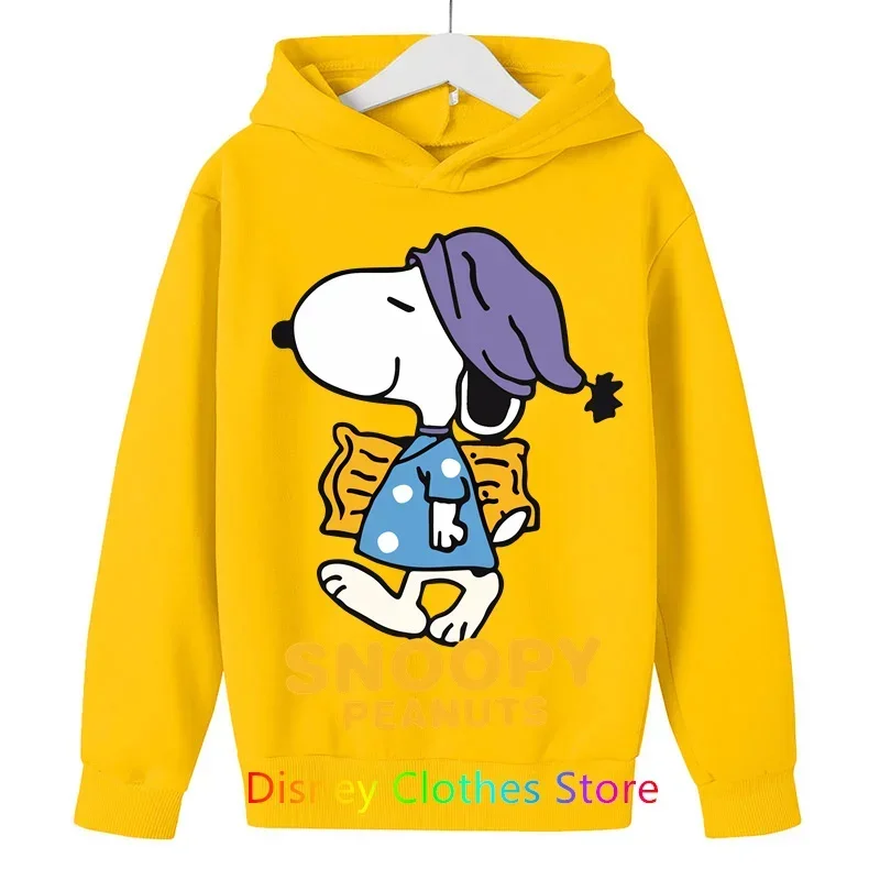 Snoopy Cartoon Anime Children Pullover Tops 2024 New Fashion Boy Girl Kids Hoodie Spring Autumn Children's Sweatshirt Clothes