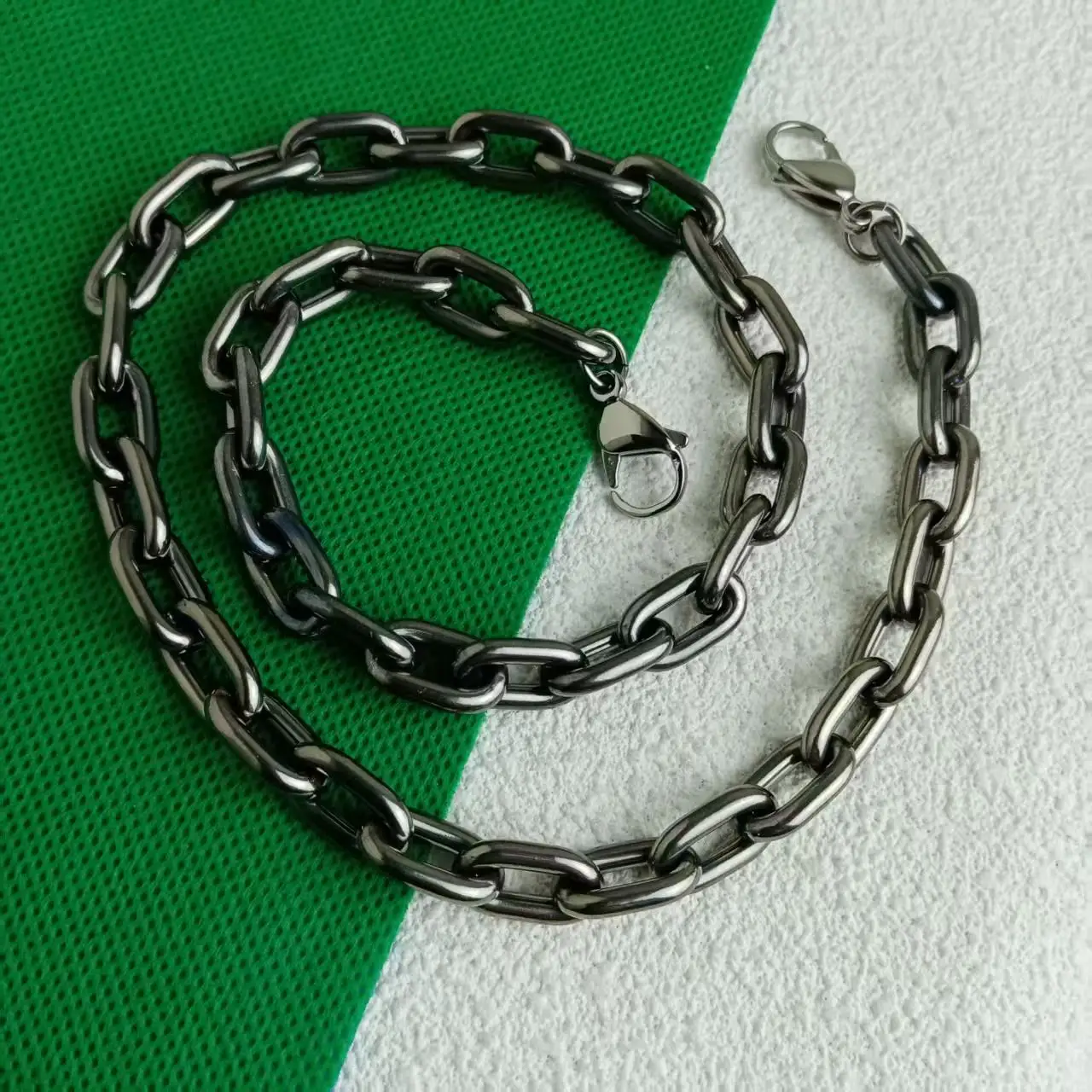 9.5MM Pure Titanium Short Curb Chain - Double Lobster Clasp for Wallet Connector Men Women