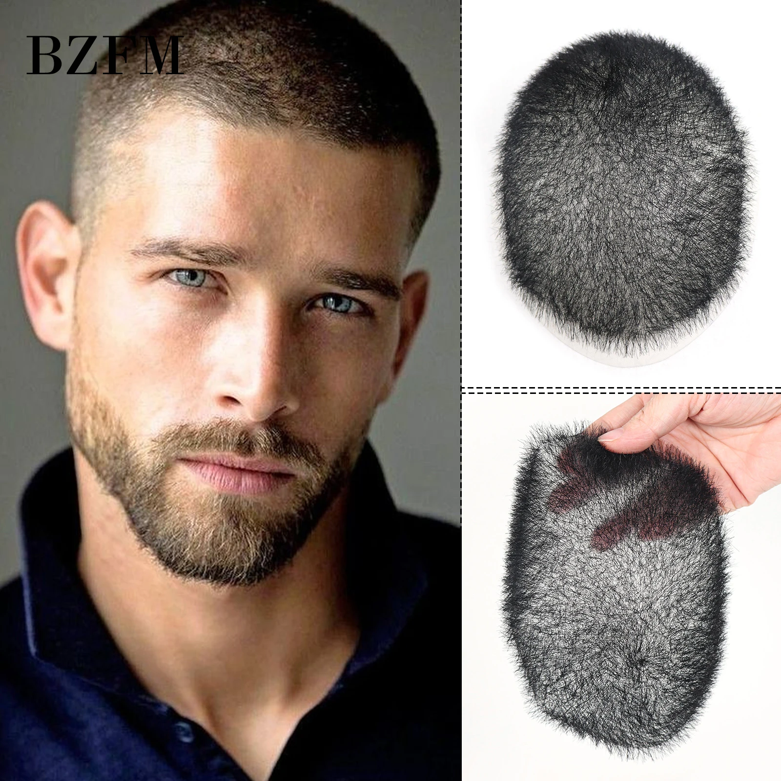 

13x18cm Buzz Cut Men Toupee Full PU Skin Choice Toupee For Men Black Short Human Hair Mens Wigs Replacement Systems Hair Piece