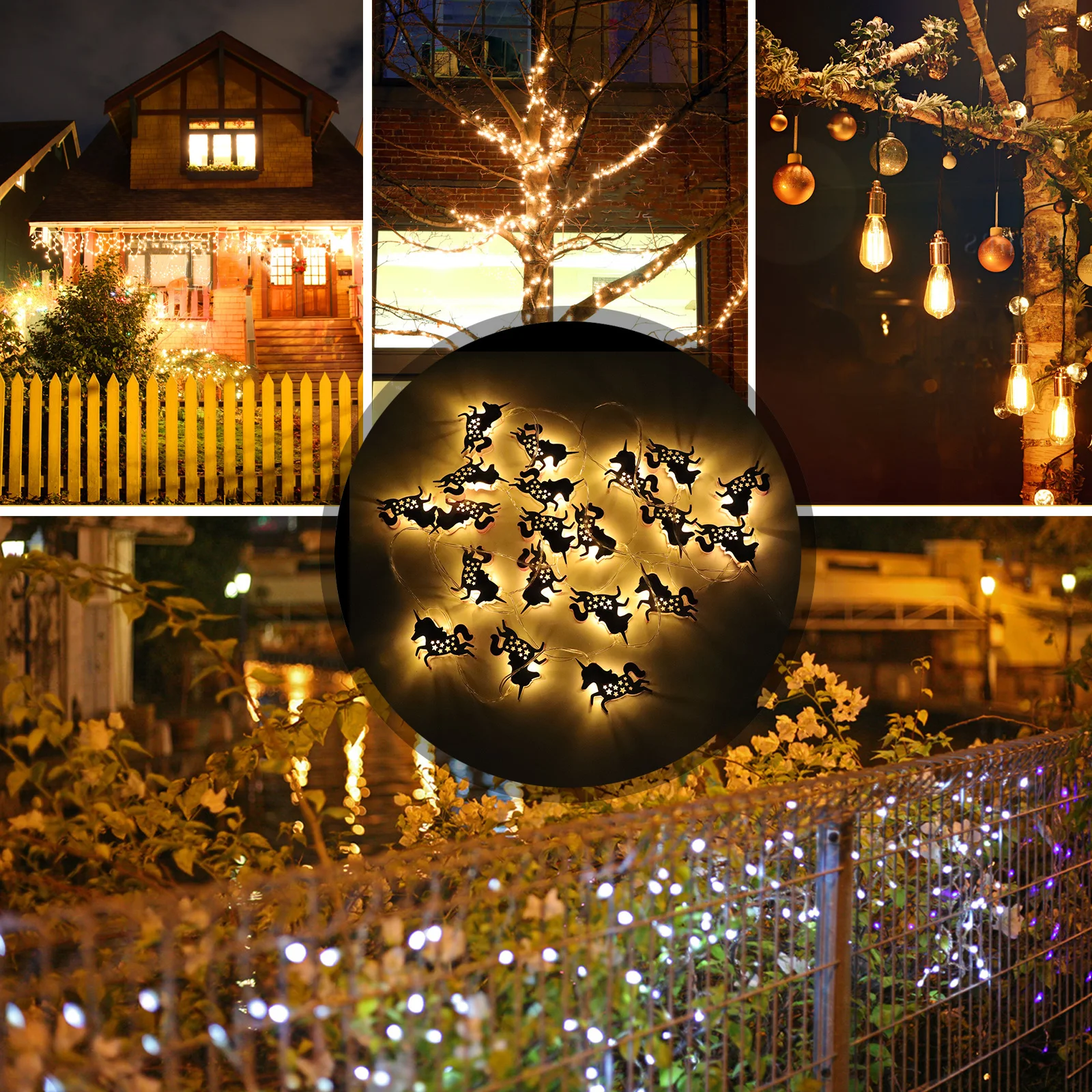 

1Set Unicorn String Light Adorable Iron Lamp for Xmas Garden Room Decor Warm Powered Festival Light Strap