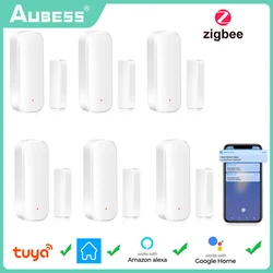 Tuya ZigBee Sensor de contacto de ventana y puerta inteligente, detectores de puerta inalámbricos para el hogar, alarma remota de apertura/cierre, funciona con Alexa y Google