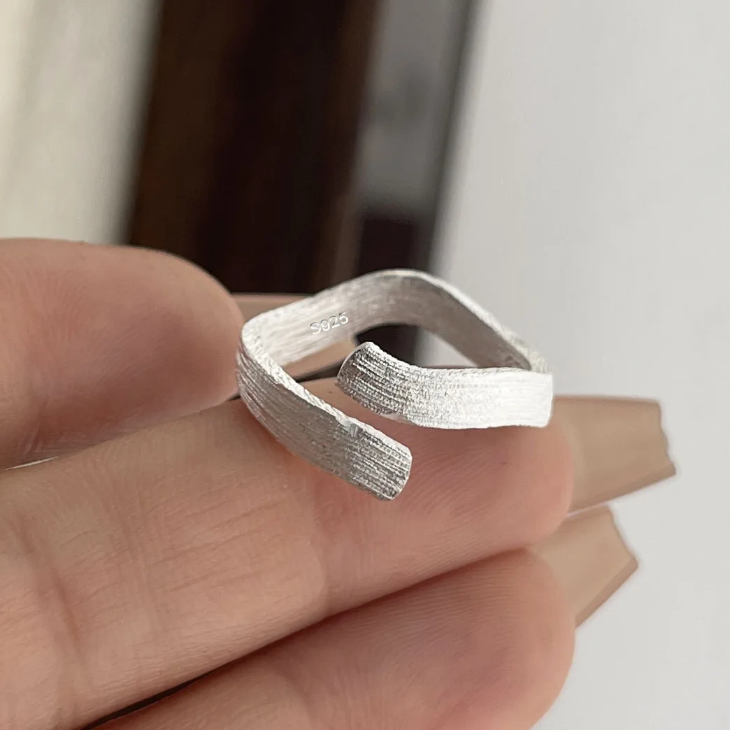 خواتم من الفضة الإسترليني عيار 925 للنساء والأزواج، خاتم ضيق بسيط مصنوع يدويًا، هدية مجوهرات راقية تمنع الحساسية #2