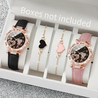 4 pièces/ensemble montres pour femmes mode strass dames montre à Quartz bracelet en cuir montres Bracelets ensemble (sans boîte) 1