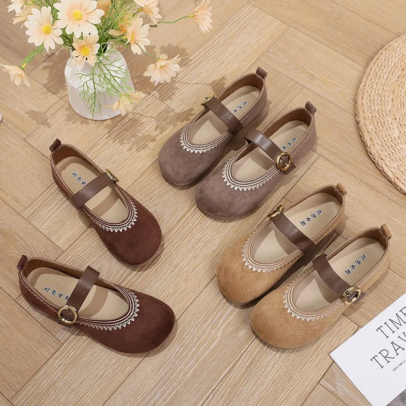Spring New Mary Jane Single Shoes French Style Lightweight Woman Shoes Fashion Flat Heel Old Beijing Cloth Shoes for Woman