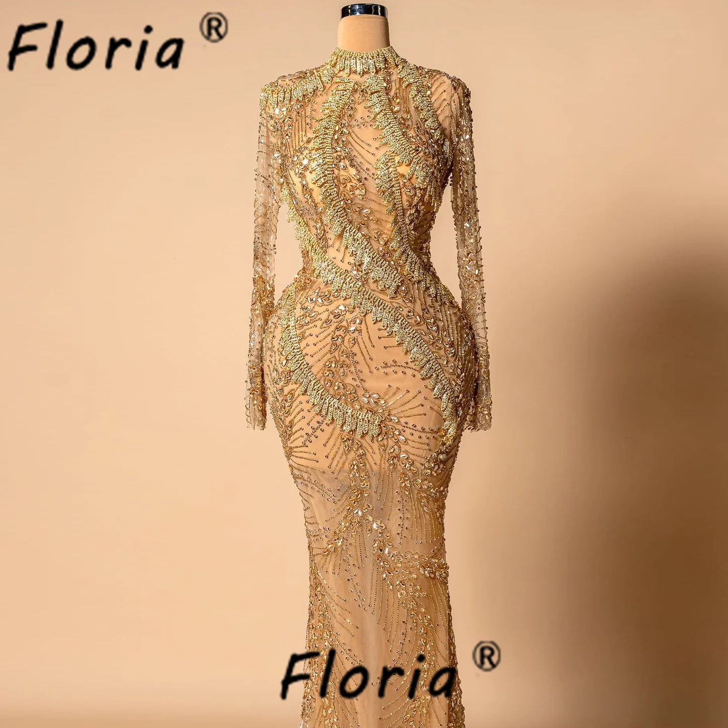 Special Design Tassels Evening Dress Mermaid Crystal Chain Gold Gala Party Dress Illusion Customized Robe de soriee femme 2025