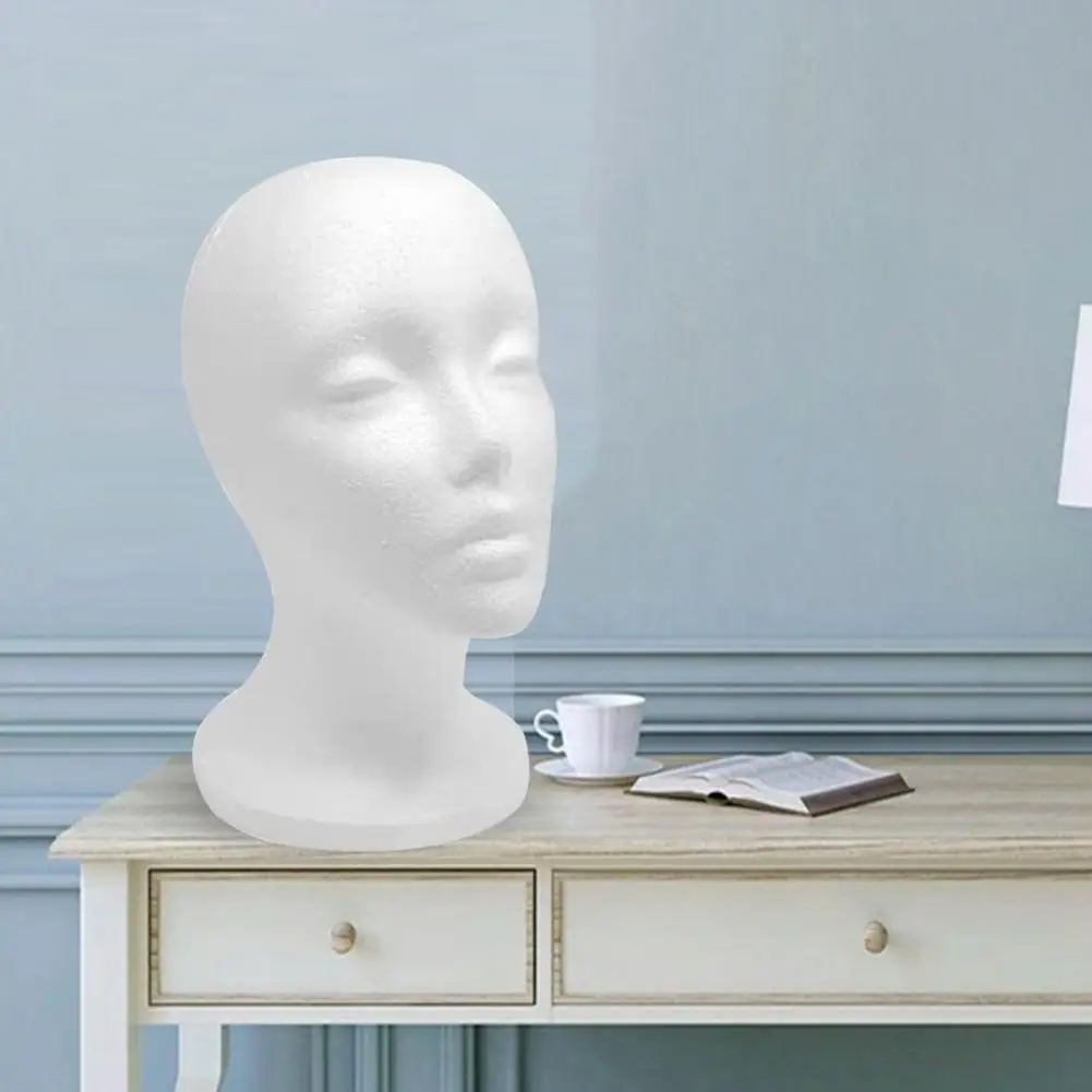 Testa di manichino da donna in schiuma di polistirolo per parrucca, cappello, occhiali leggeri, esposizione, supporto per gioielli, pittura fai da te