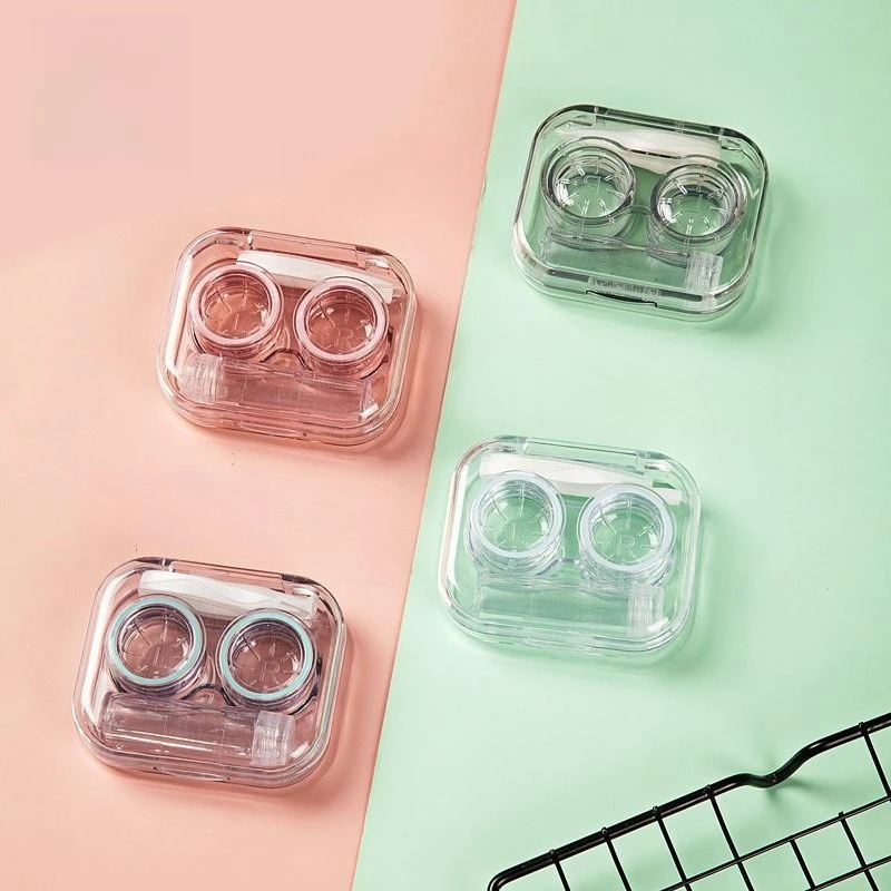 1pc Sleek Mini Transparent Contact Lens Case, Portable Twist-Free Integrated Container, Travel Cosmetic Contact Lens Storage Box