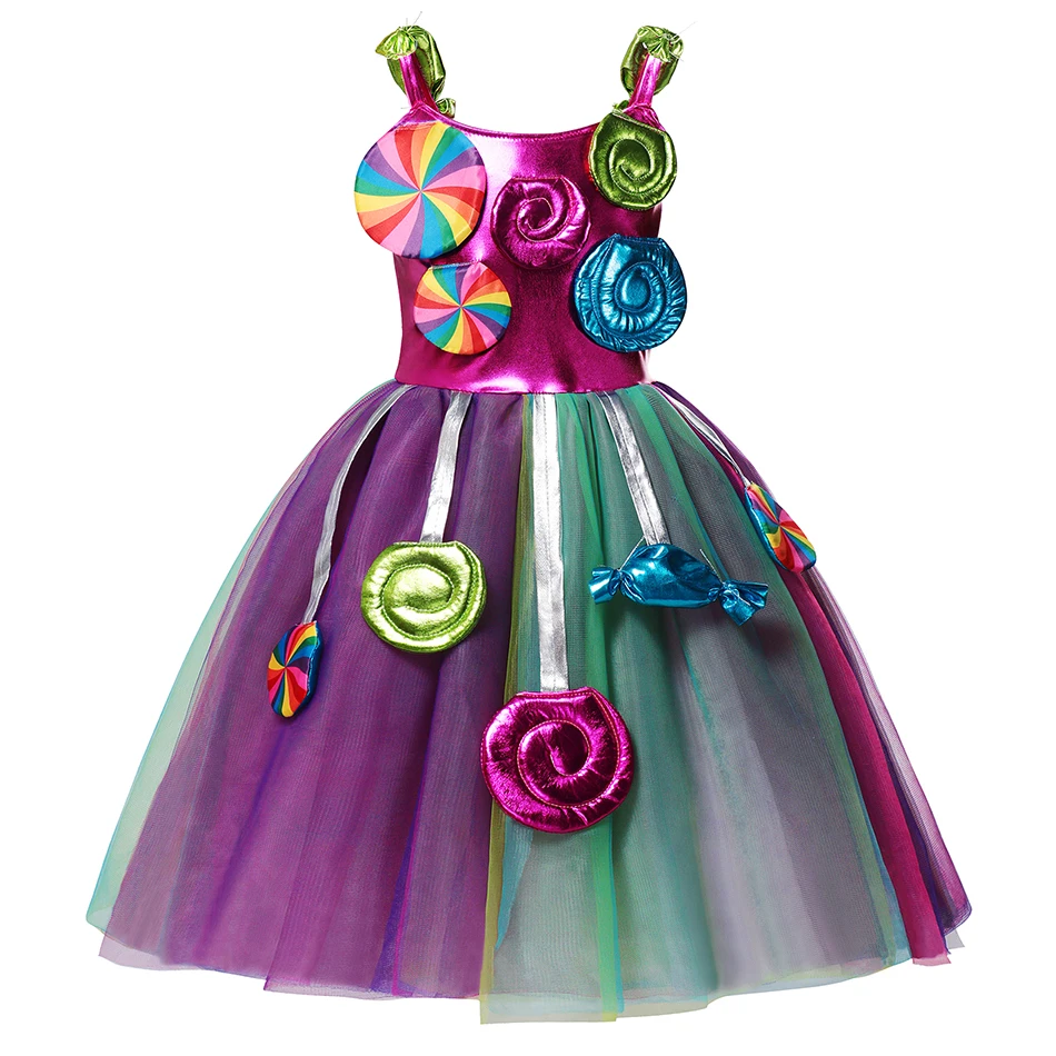 Costume Cosplay de Princesse Bonbon Arc-en-ciel pour Petite Fille, Vêtements de ixpour Enfant, Tenue de Carnaval