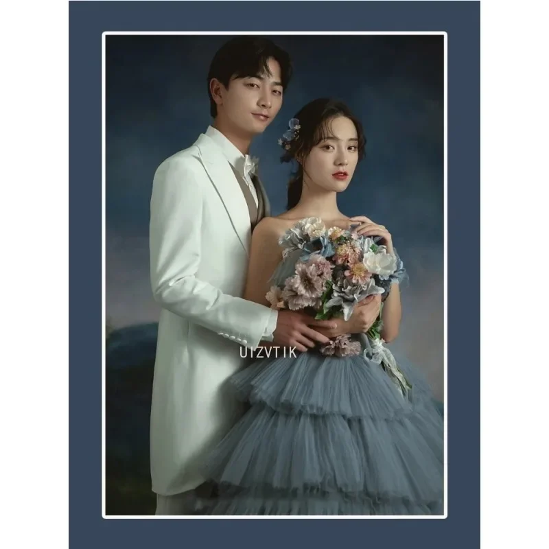 Элегантное многослойное свадебное платье для выпускного вечера без бретелек с открытой спиной, плиссированное платье с сеткой для фотографий, платья для женщин 프롬 드레스 по индивидуальному заказу