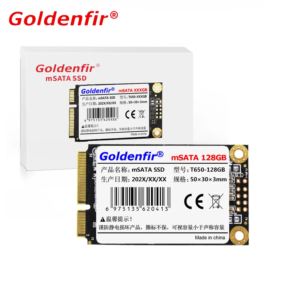 Goldenfir MSATA SSD 32GB 16GB 64GB قرص الحالة الصلبة الداخلي محرك SATA صغير للكمبيوتر المحمول