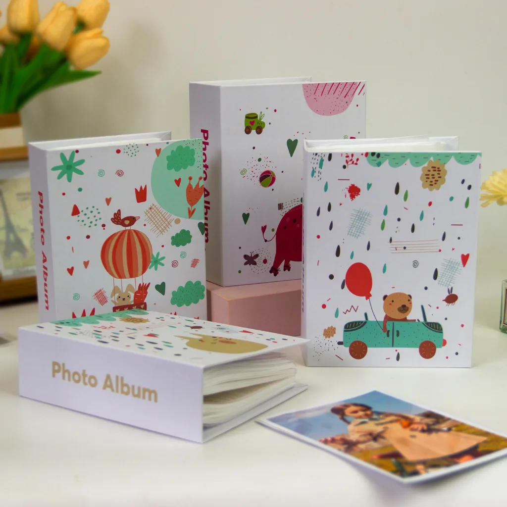 4x6 Photo Album with 100 Pockets, Mini Cute Cartoon Style, Portable Large Capacity Book Ideal for Family, Graduation,Travel