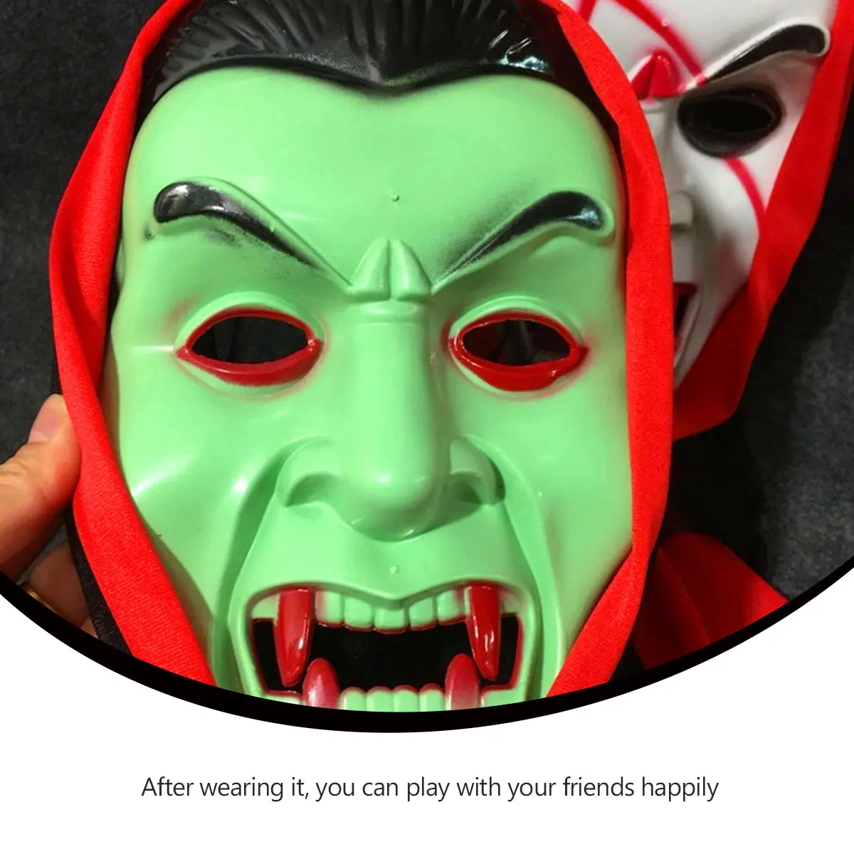 

2Pcs Grimace Mask Scary Halloween Horror Evil Mask Plastic Cosplay Props Masquerade Costume Accessories PVC Adjustable Size