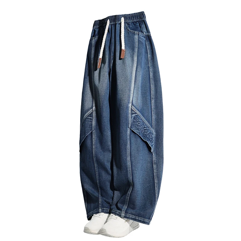 Herenbroeken Amerikaanse veelzijdige plus-size denimbroek voor heren Losse herfst Jeansbroek voor heren met rechte pijpen Trendy casual broek