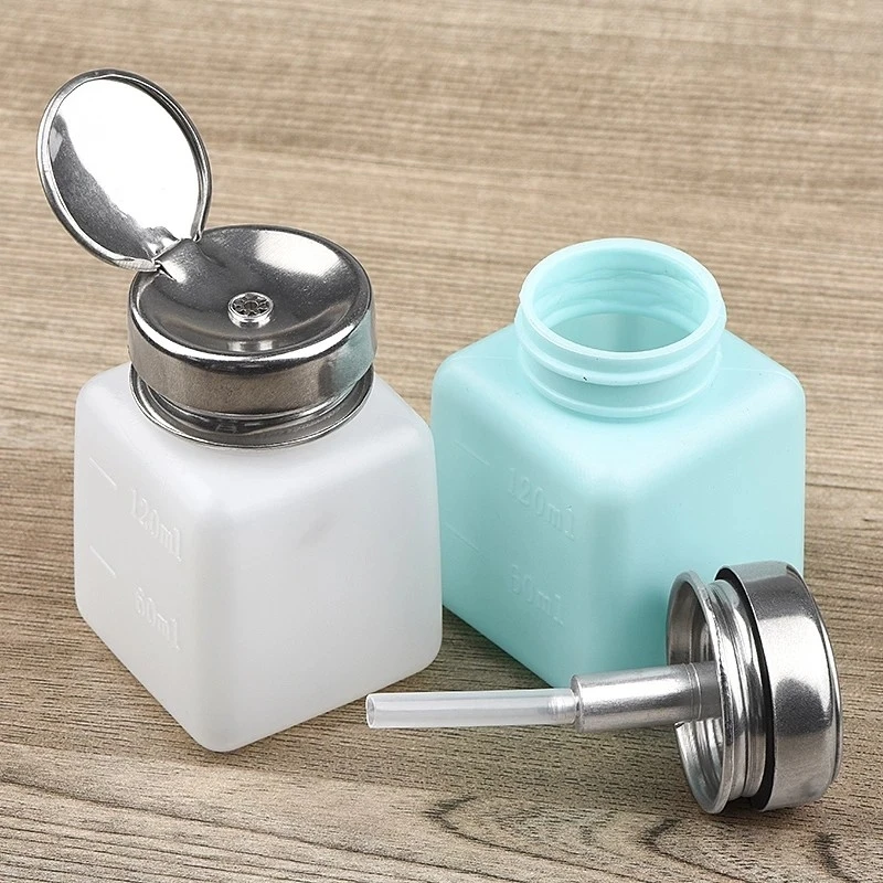 120ML Nail Liquid Alcohol Press Empty Container Bottle Portable Acrylic Gel Polish Cleaner Remover Dispenser Pump Storage Bottle