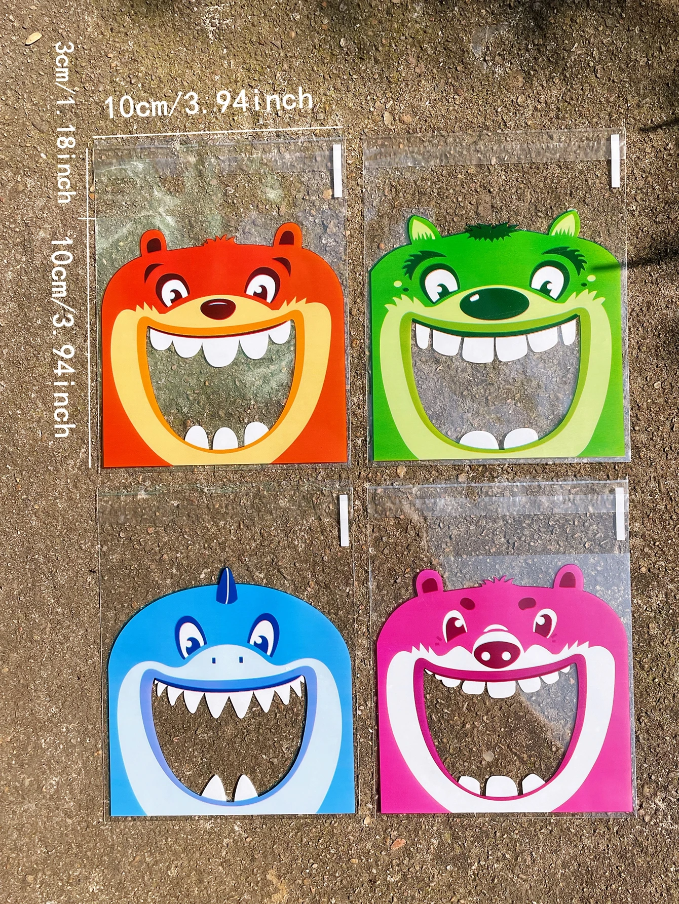 Cute Printing Opp Self-sealing Bag, Lovely Animals Big Mouth Printed Gift Decorative Bags For Birthday Wedding Activity Party